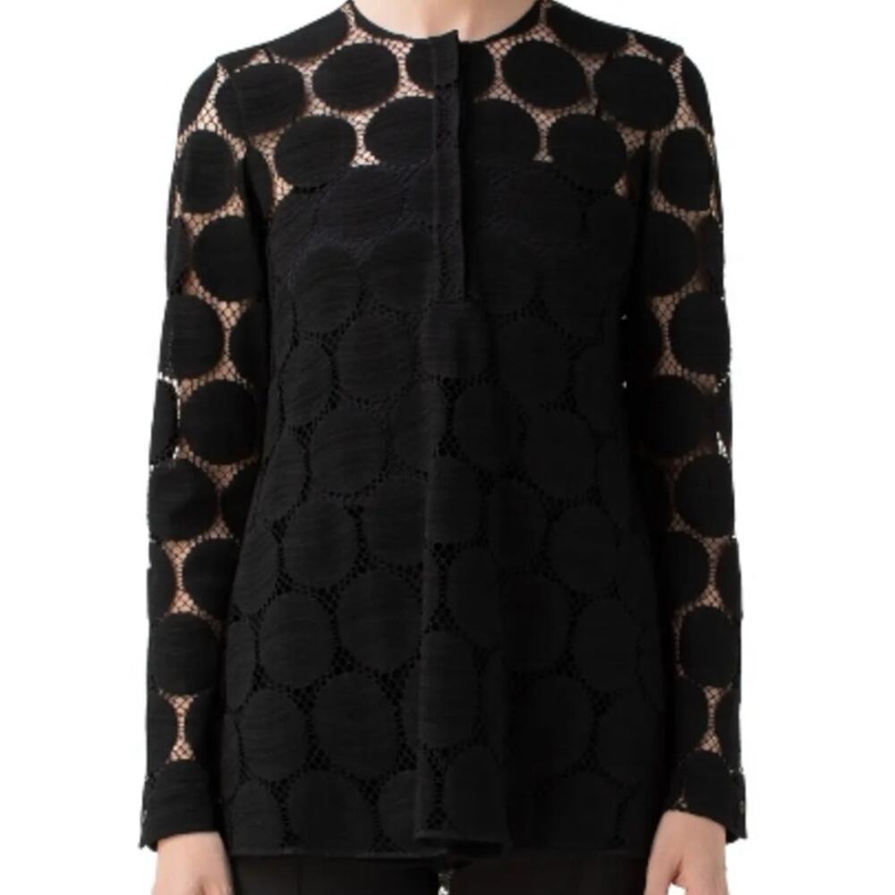 AKRIS PUNTO Black Lace Polka Dot Top